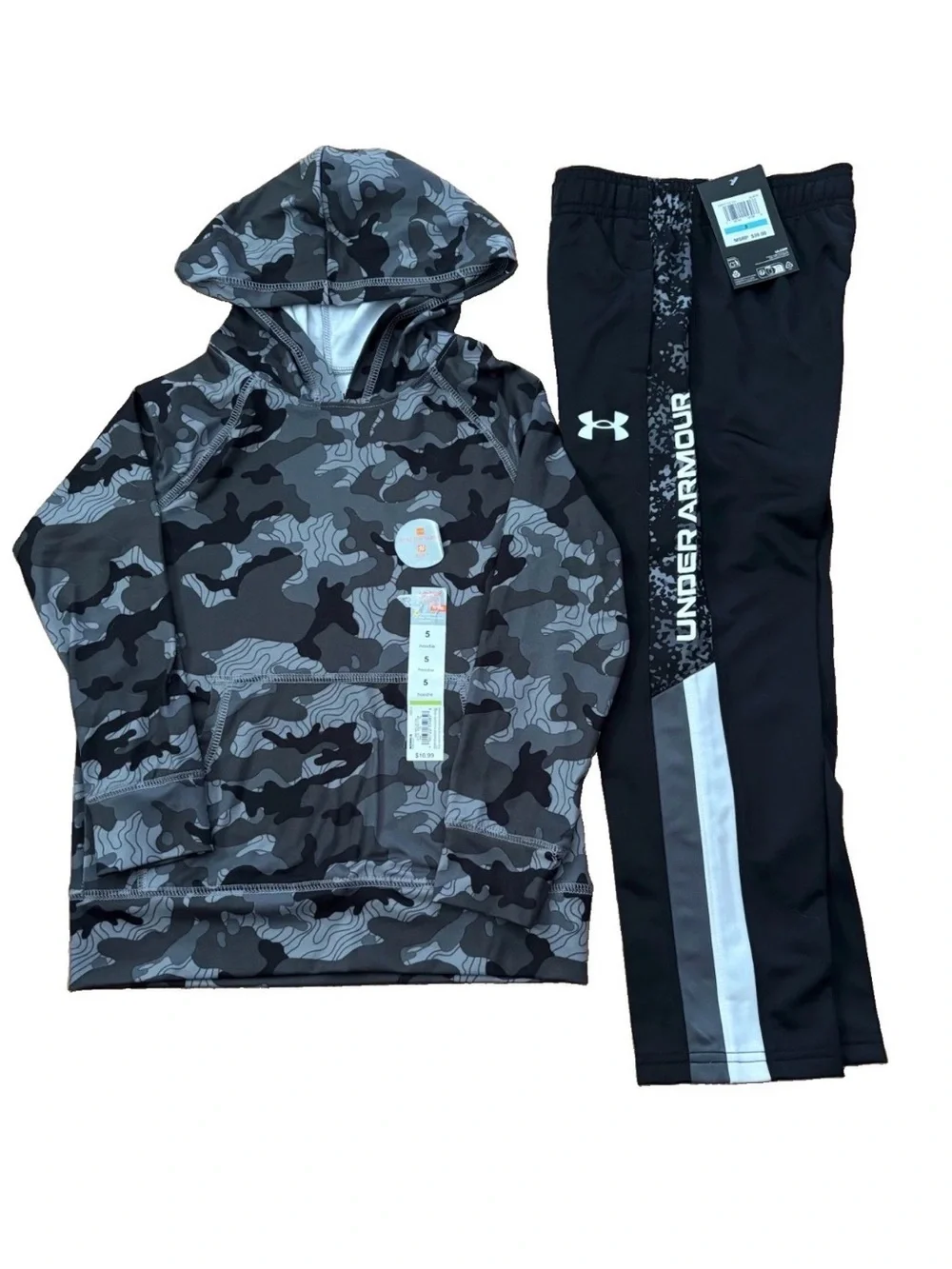 Under Armour Boys Track Pants & Jumping Beans Camo Hoodie - Size 5
